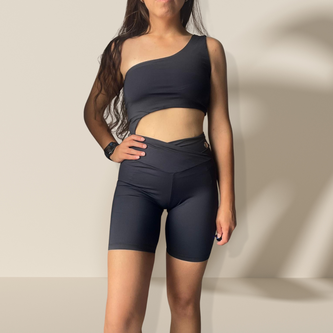 Asymmetrical Cut-Out Activewear Set